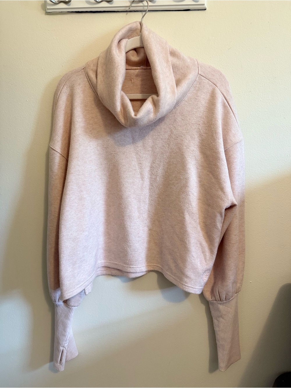 FP Movement by Free People Blush Pink Cowl Neck Cropped Sweater